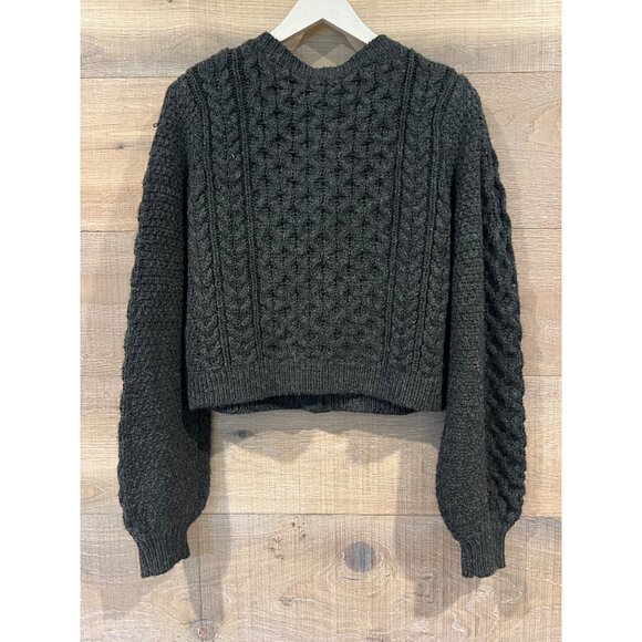 Cinq à Sept - Joelle Embellished Cable Cardigan - Charcoal/Fuchsia size XS - Picture 8 of 10